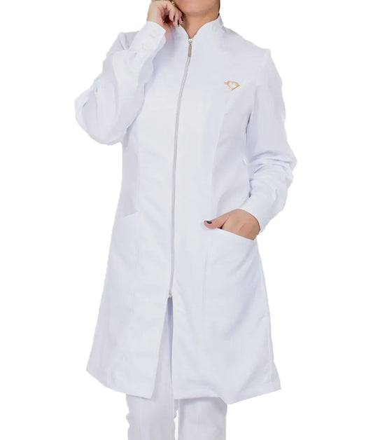 CRISTALLE - V-Notched Lapel, Silver Zipper, Long Sleeve, Tailored Cuffs