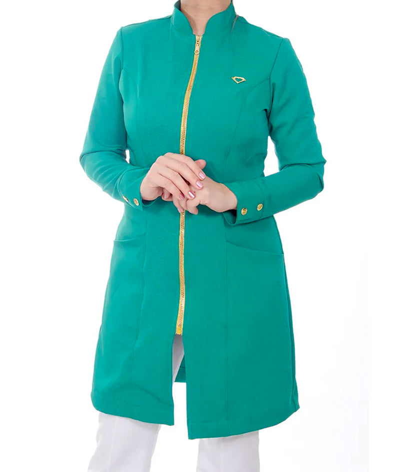 DHARA - Modern V-Noched Lapel, Golden Zipper and Cuff's Buttons