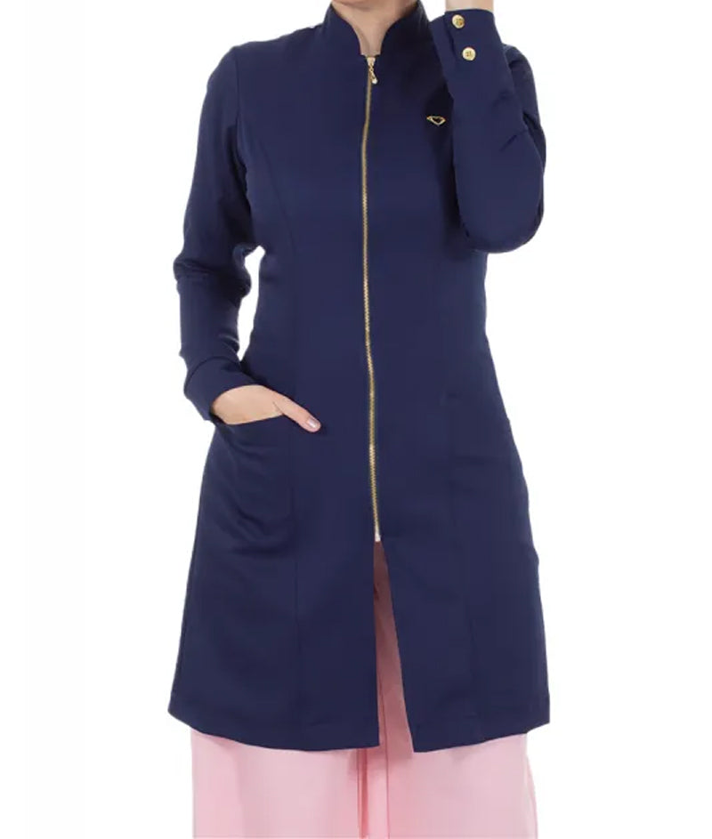 DHARA - Modern V-Noched Lapel, Golden Zipper and Cuff's Buttons
