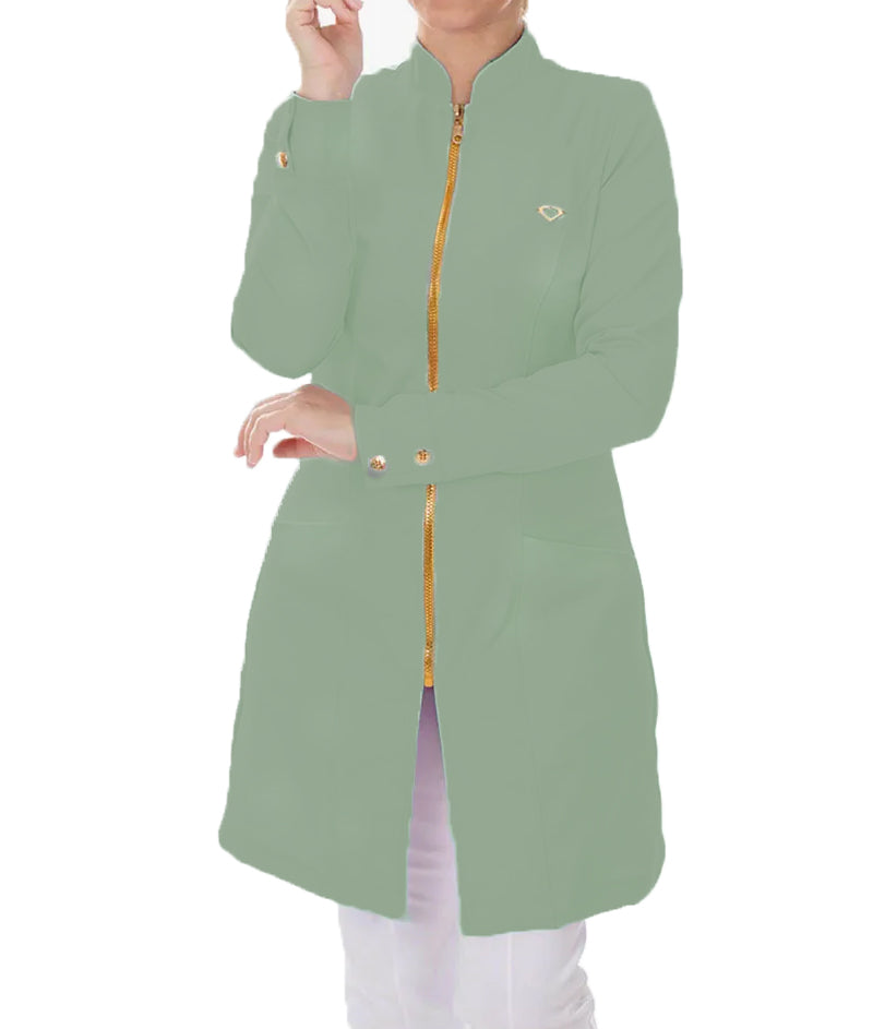 DHARA - Modern V-Noched Lapel, Golden Zipper and Cuff's Buttons