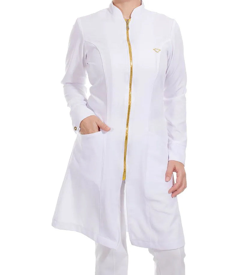 DHARA - Modern V-Noched Lapel, Golden Zipper and Cuff's Buttons